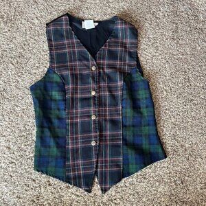 Vintage mixed pattern plaid vest top